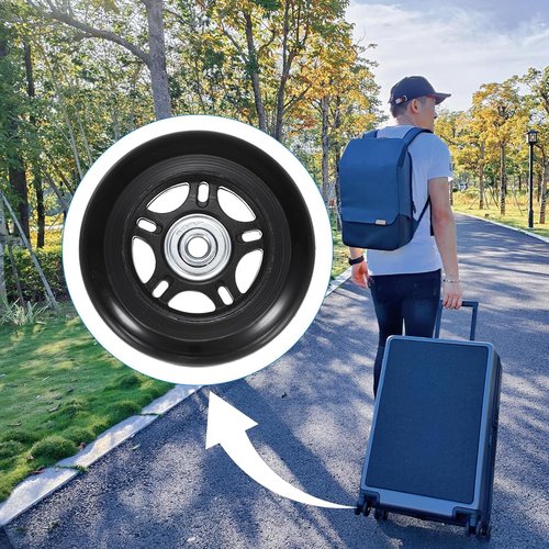 TIXIPEM Luggage Suitcase Replacement Wheels [2pcs] - 75 x 24 mm Rubber Scooter Wheels Repair Kit W/ABEC-7 Bearings and 6mm Axles for Trolley & Carry-on Roller Travel Suitcases - [Black]