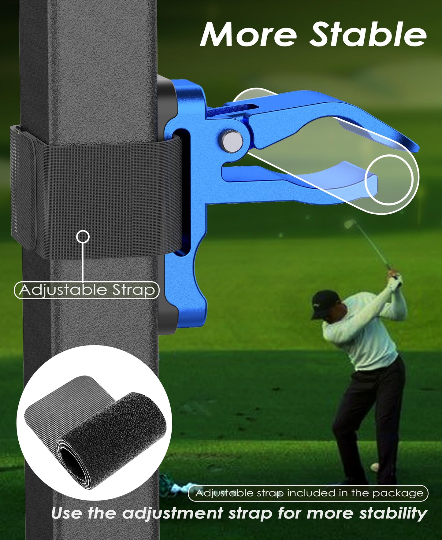Femlotank Item Holder for Golf Cart 3-in-1, Sturdy Golf Cart Item Holder Magnetic Ultra Strong with Loop Strap, Universal Clip with Premium Storage Bag Gift for Golfers (Black)