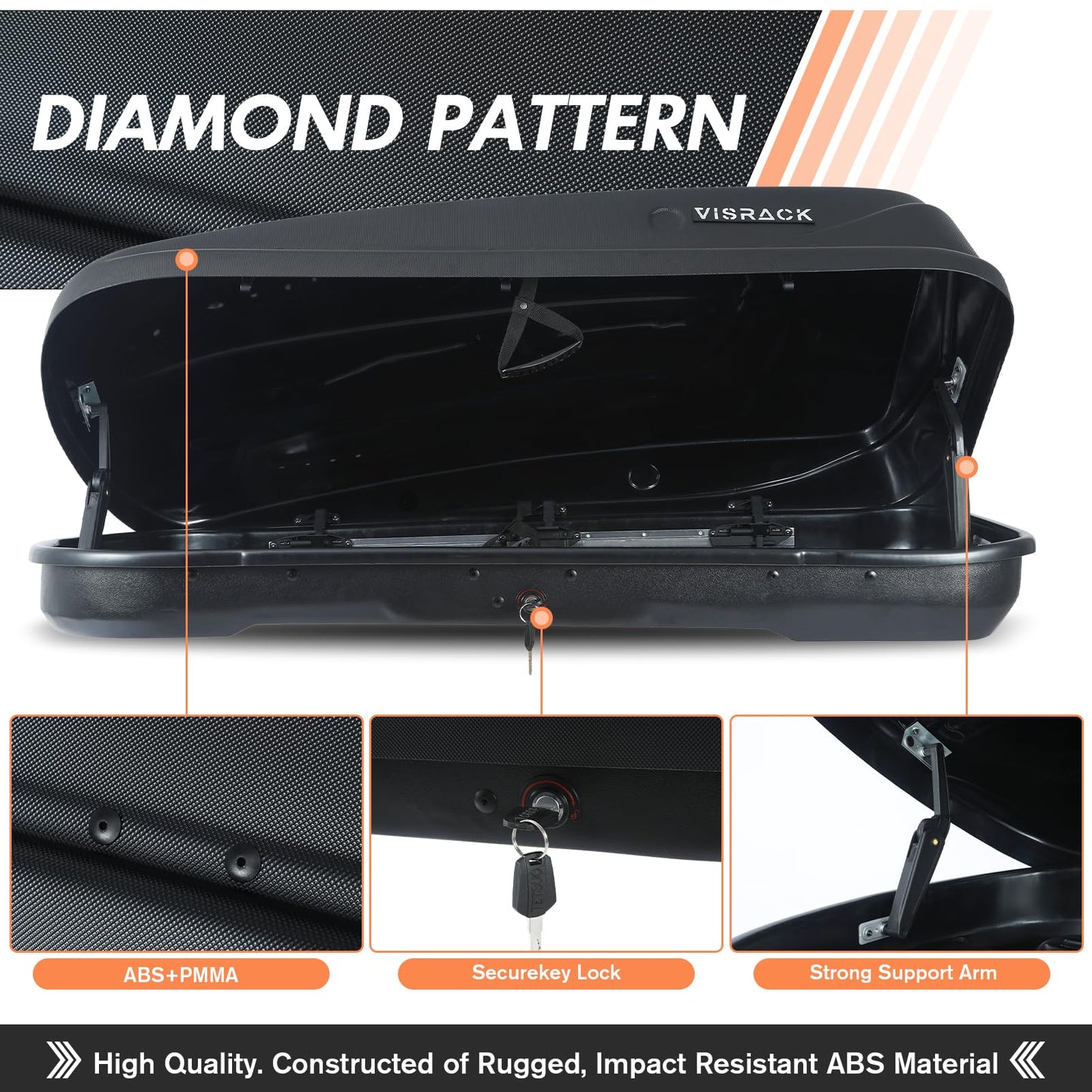 Rooftop Cargo Box, 13 Cubic Ft, for Family Travel and Road Trips, Black