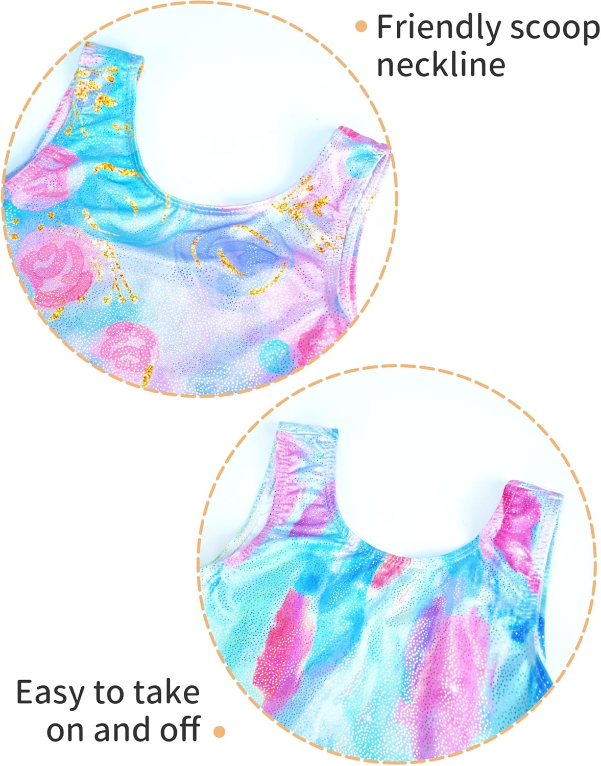 Skiennix 2 Pack Girls Gymnastics Leotards - Sparkly Sleeveless Unitards with Shorts