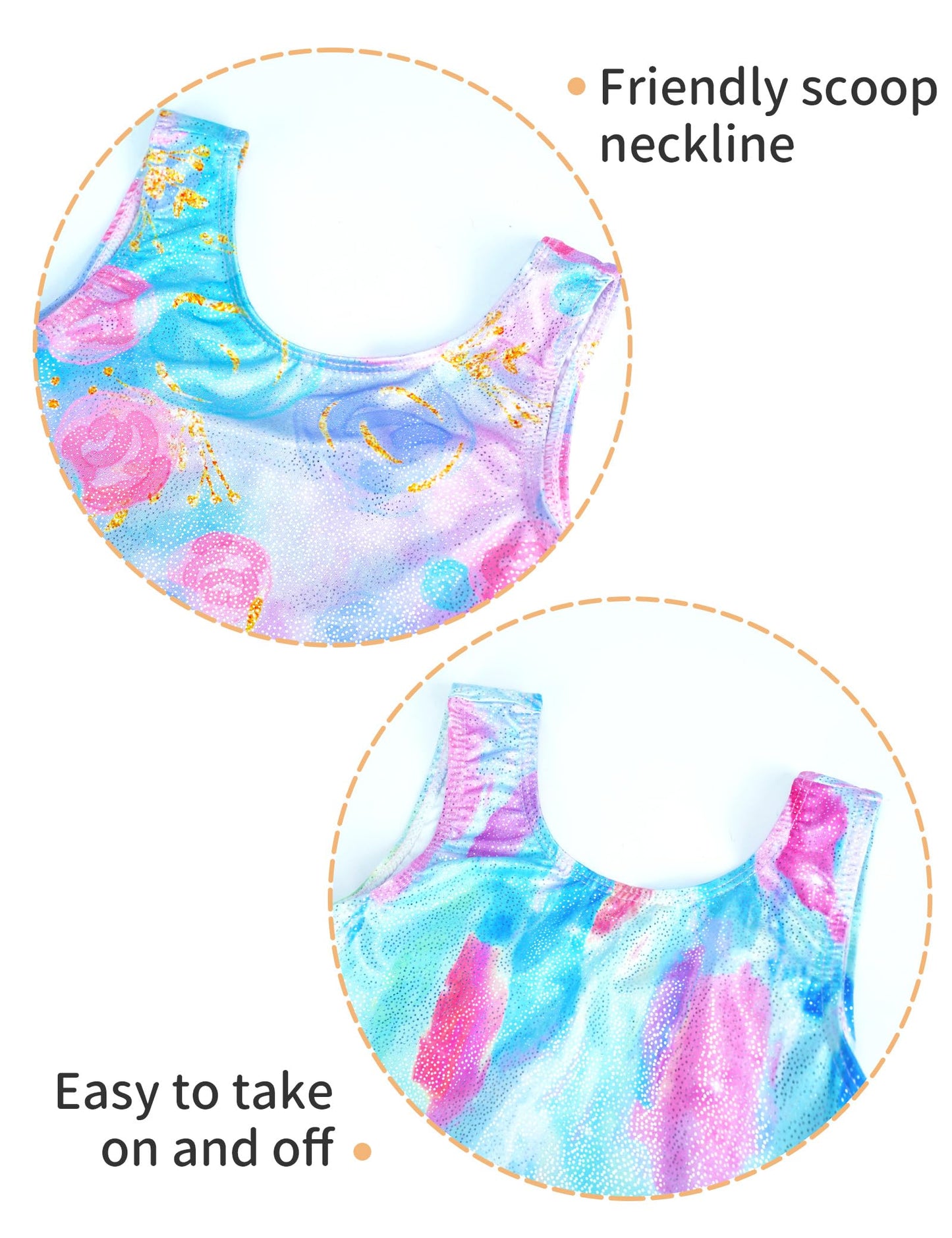 Nokecina Leotard for Girls Gymnastics with Shorts Size 1-2t Two Packs Blue Rose Flowers Adorable Pro Gym Outfits