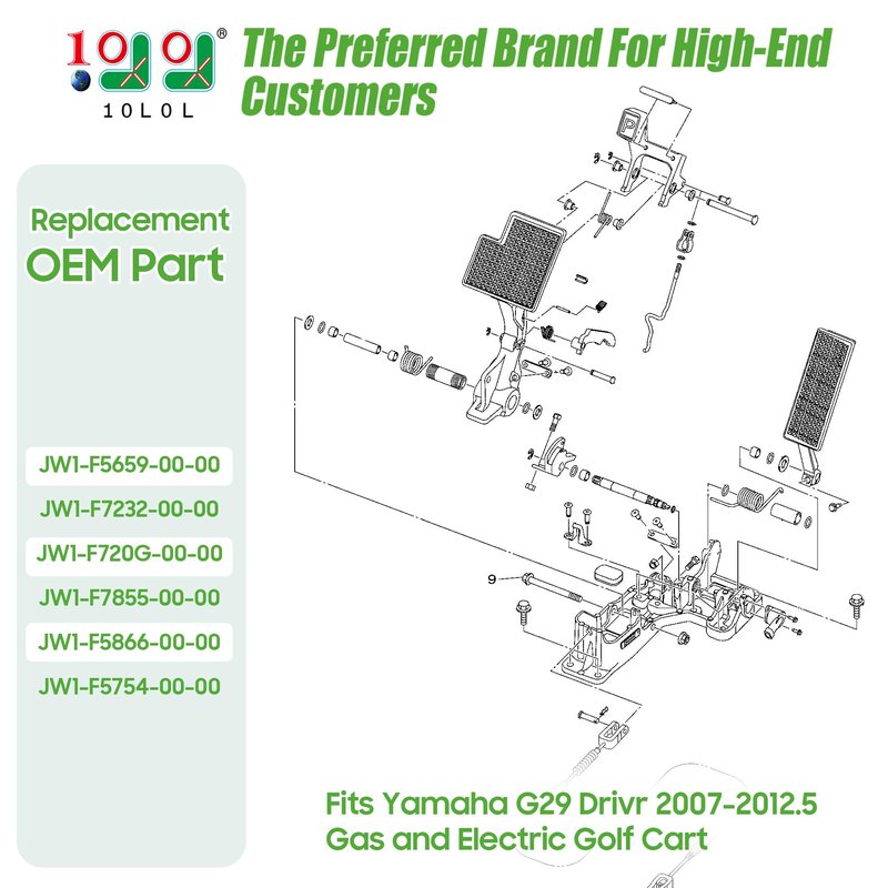10L0L Golf Cart Brake Pedal Park Hook/Hanging Plate Separation Kit, Suitable for Yamaha G29 Drivr 2007-2012.5 Golf Cart OEM# JW1-F5659-00 JW1-F5658-00 JW1-F5666-00 JW1-F7275-00