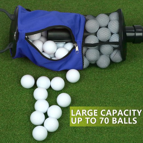 HOW TRUE Golf Ball Retriever, Portable Shag Bag Golf Ball Pick Up with Removable Plastic Tube, Pocket Shagger Storage, Blue