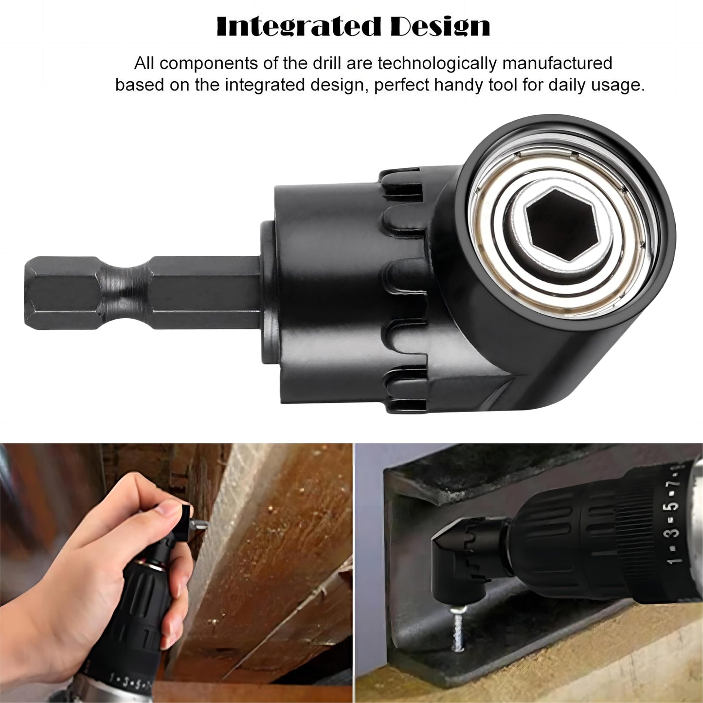 HOOOWOOO 105 Degree Right Steel Angle Driver Angle Extension Power Screwdriver drill with 1/4 Drive Hex Bit Quick Magnetic Drill Bit Angled bit Power Drill Tool,Multifunction Right Angle Drill