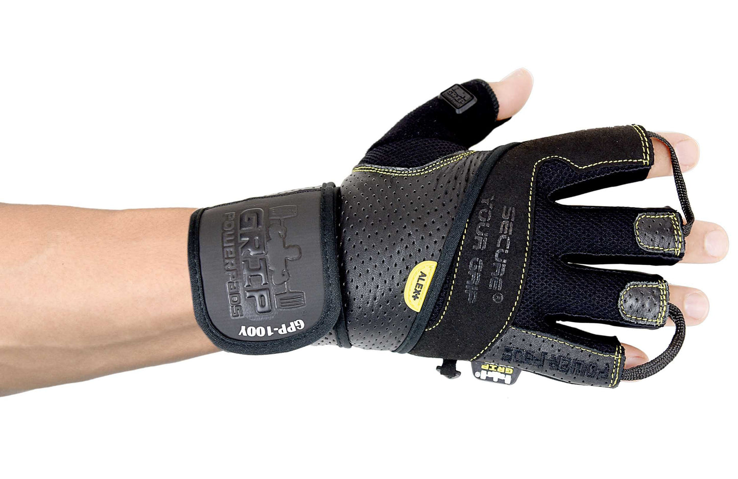 Gym Gloves Protect Your Hands & Improve Your Grip Weightlifting Grips (Yellow with 2.5" Wrist Wraps, Medium)