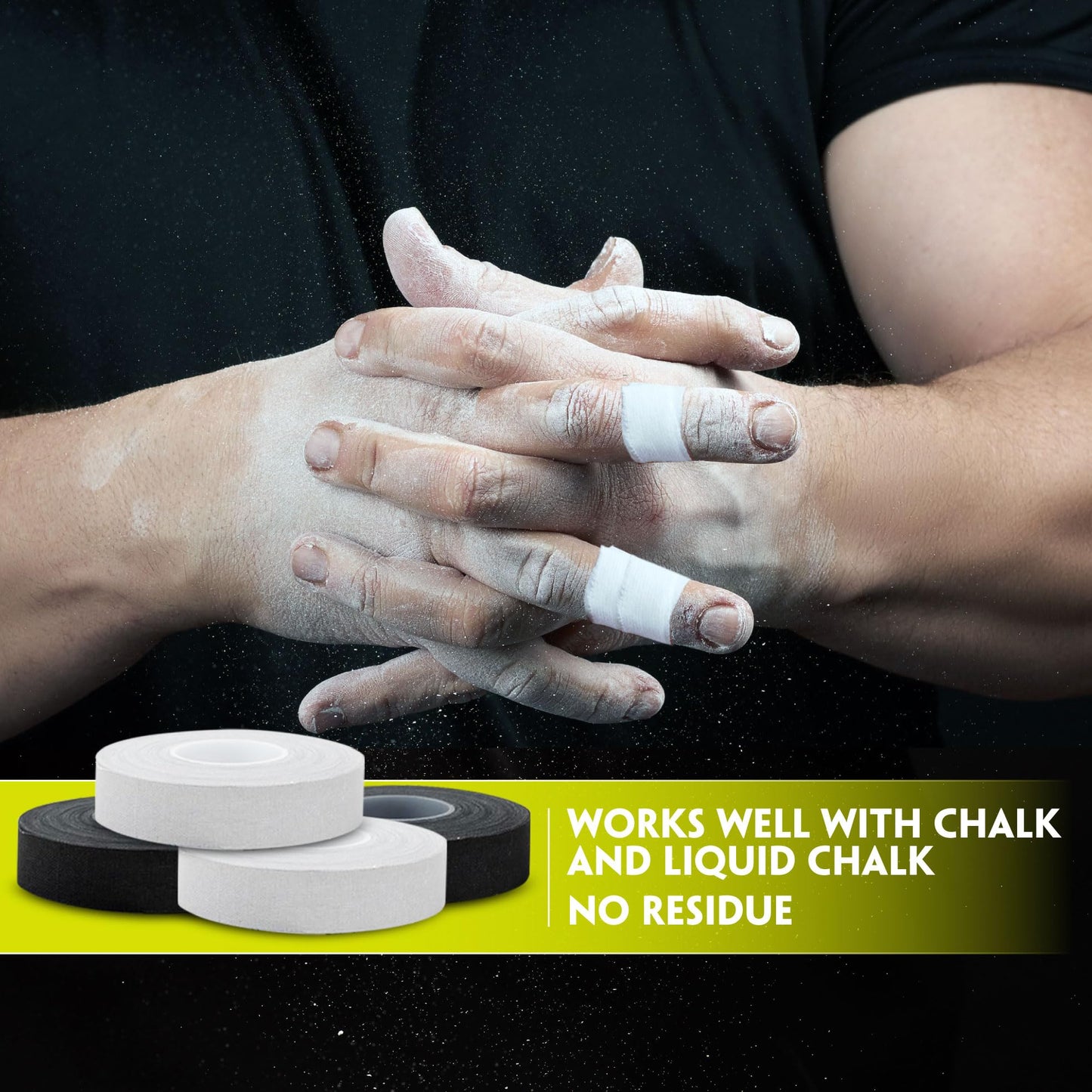 EAGLES Finger Tape 2, 3, 6 or 12 Pack Black or White | Residue Free Skin Friendly Strong Athletic Sports Tapes | 0.5” x 45 Ft for BJJ Jiu Jitsu Grappling MMA Knob Tape Weight (White, 3 Pack)