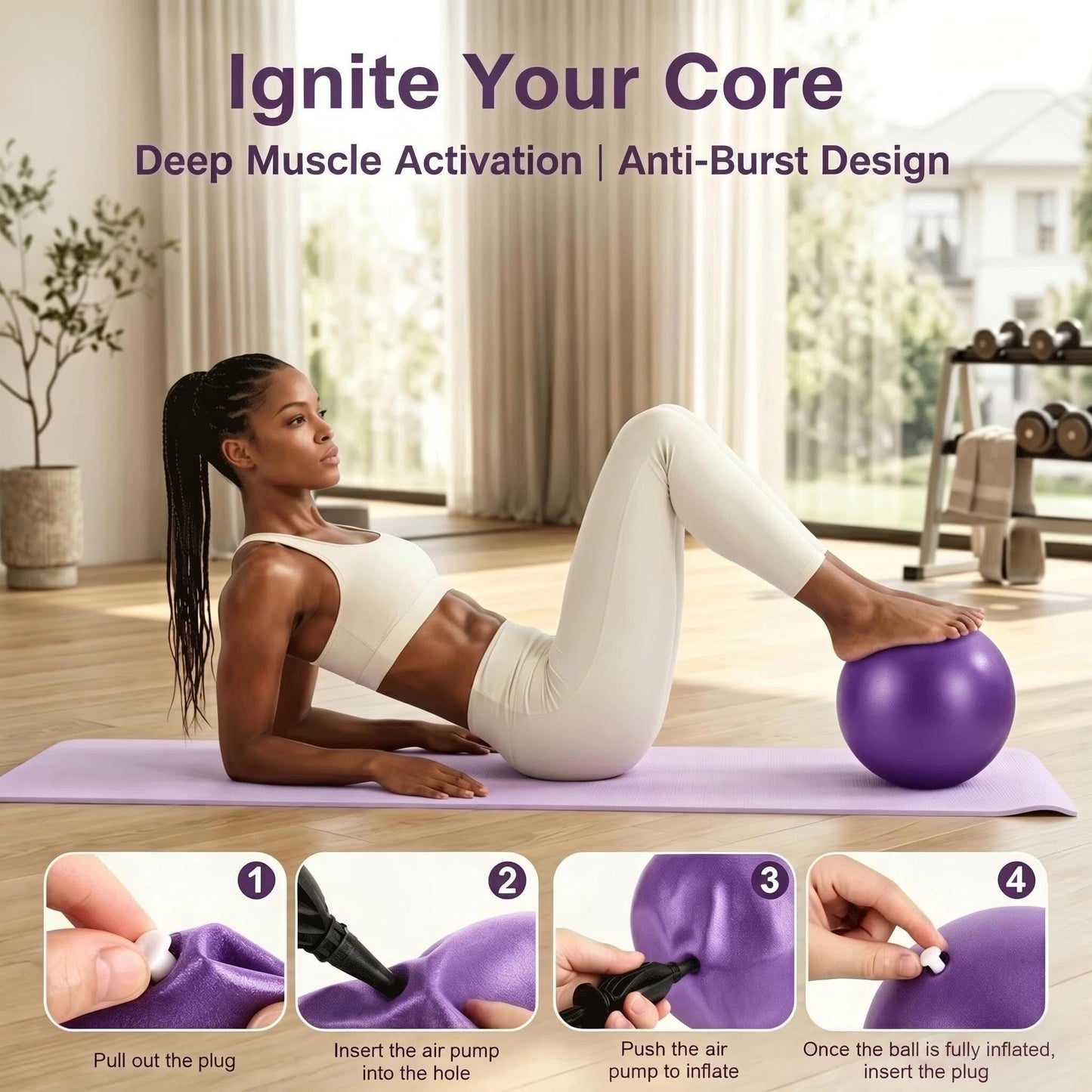 VIJLXI Pilates Kit, Home Pilates Equipment with Pilates Ring, Ball & 5 Resistance Bands, Core Strength Training for Flexibility & Muscle Toning