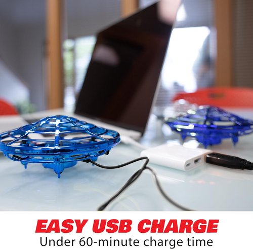 Force1 Scoot Hand Operated Drone - Easy LED Mini Drone with Motion Sensor | Rechargeable Indoor UFO Toy (Blue)