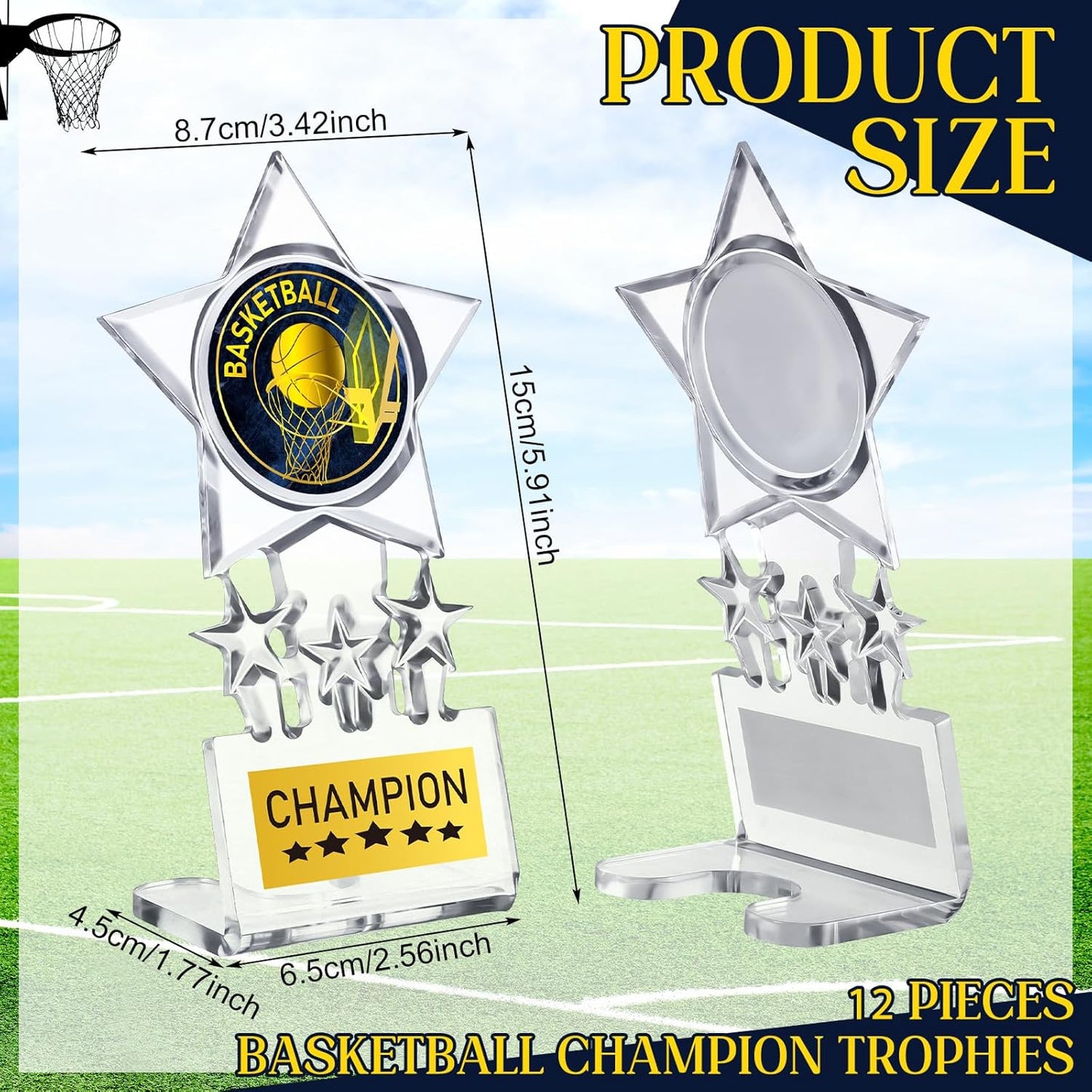 Tondiamo Basketball Trophy - Acrylic Champion Awards for Sports Competitions | Bulk Souvenir Gifts