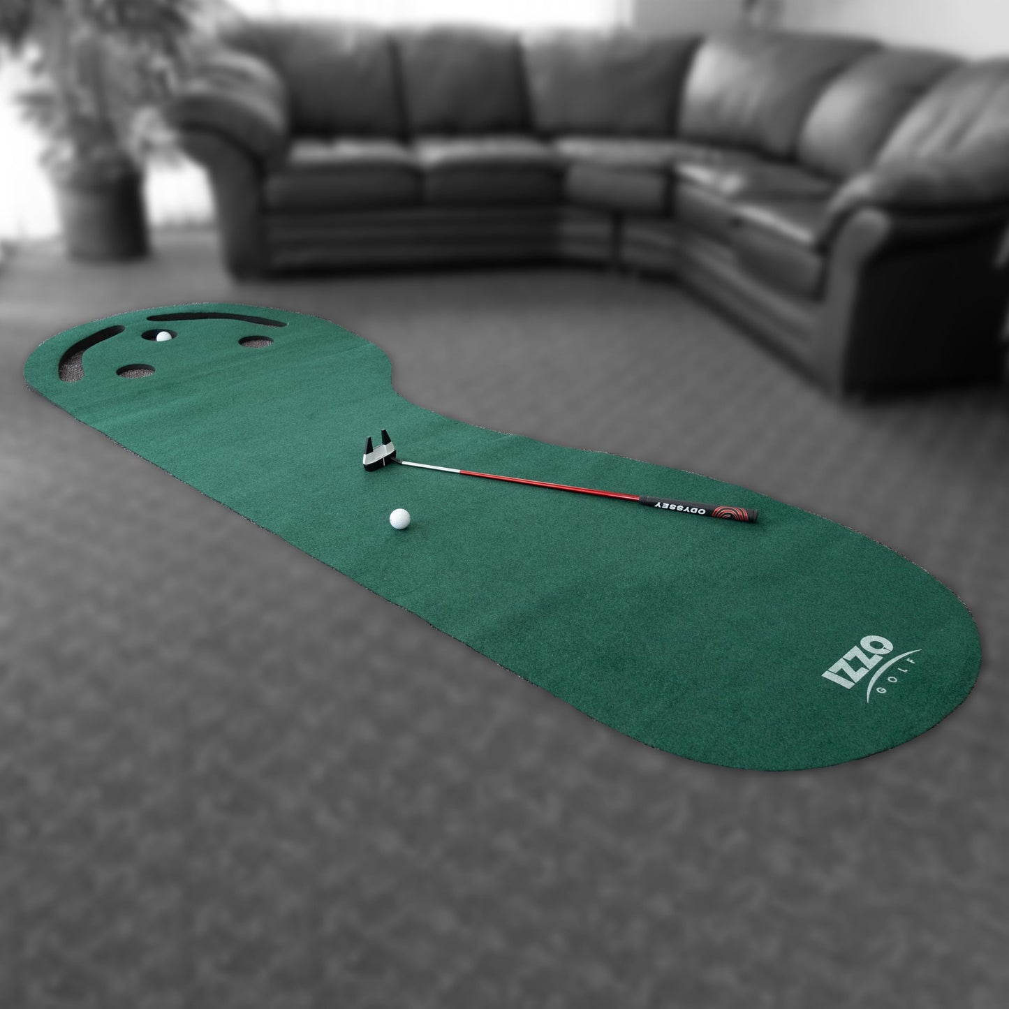 Izzo Golf 3' x 9' Three-Hole Putting Mat - Indoor Putting Training Aid