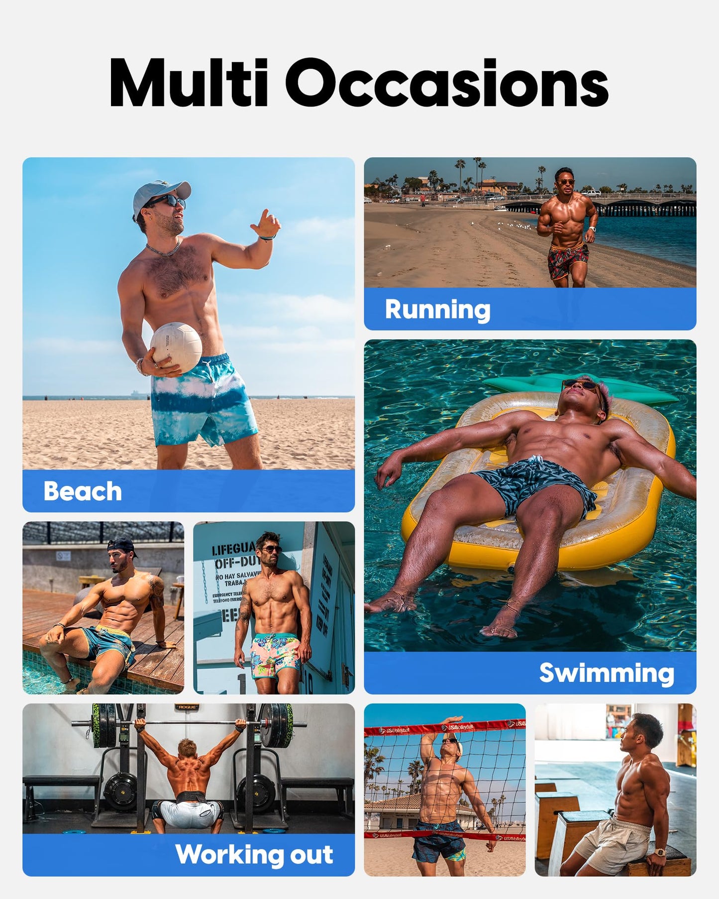 maamgic Men's Swim Trunks with Compression Liner 5.5 inch Beach Shorts Quick Dry Bathing Suits with Zipper Pocket Khaki Medium