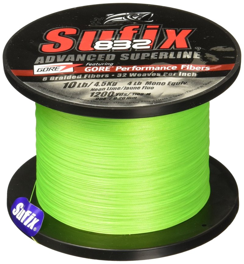 Sufix 832 Braid Line-1200 Yards (Neon Lime, 30-Pound)