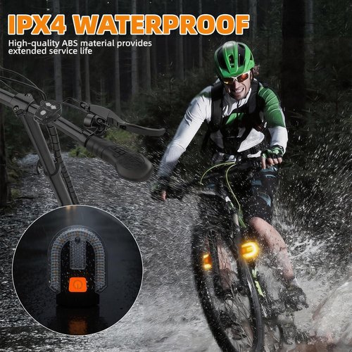 2Pcs Bike Tail Lights with Turn Signals, Wireless Remote Control USB Charging Bike Rear Light, Waterproof Split/Integrated Bicycle Lights, 5 Modes Safety Warning Turn Signals Light for Night Riding