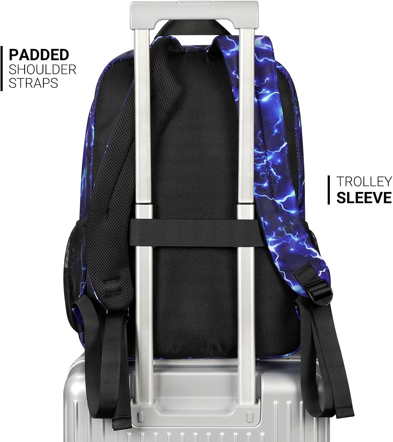 ZORFIN 26L Water Resistant Backpack for College & Travel - Blue Lightning Design