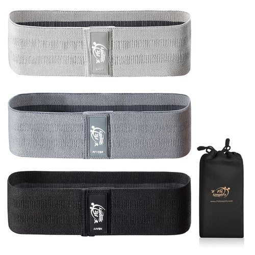 Fit Simplify Non Slip Fabric Resistance Hip Cloth Bands, Set of 3