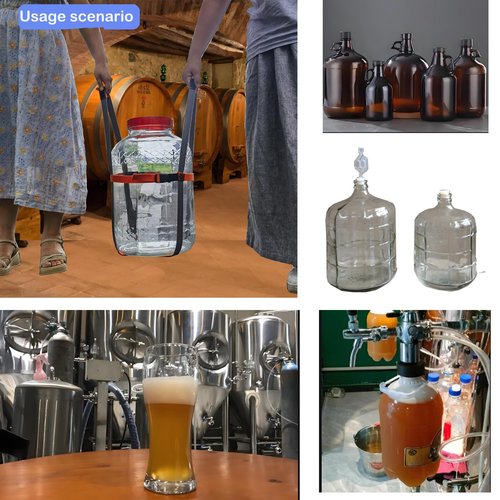 Storbuffs 5 Gallon Glass Fermenting Carboy Easy-Carry Straps, Glass Bottle Protector, Adjustable and Strong for Easy, Safe, Secure Lifting, Moving jug Bottle, Fit 3 to 7 gal, Gray, Cotton, No Carboy