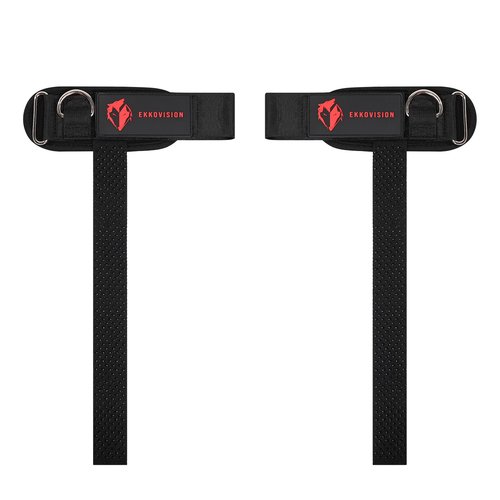 Ekkovision Weight Lifting Straps With Cuffed D Ring, Wrist Support, Heavy Duty Thick Comfortable Lifting Straps, Secure Fit, Enhanced Grip, Black