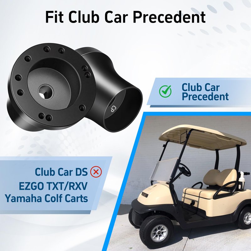 MIXOPOLY Golf Cart Steering Wheel Hub Adapter fits Club Car Precedent Model, Black and Anti-rust