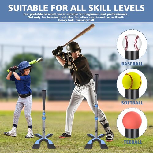 Baseball Tee - Adjustable Batting Tee with 5.8 LB Base | Height 24"-45" for Training