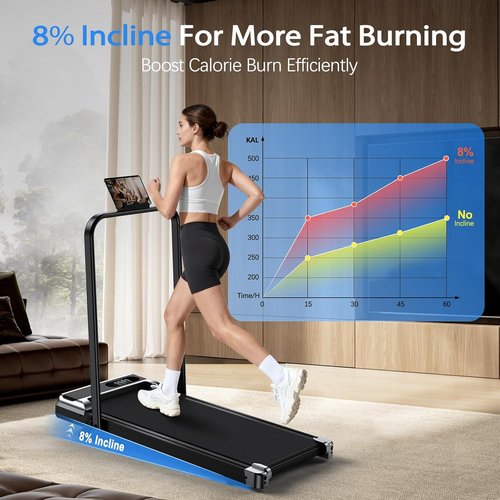 AoraPulse Portable Folding Treadmill - Compact Electric Treadmill for Home & Office | 300 LBS Capacity, LED Display