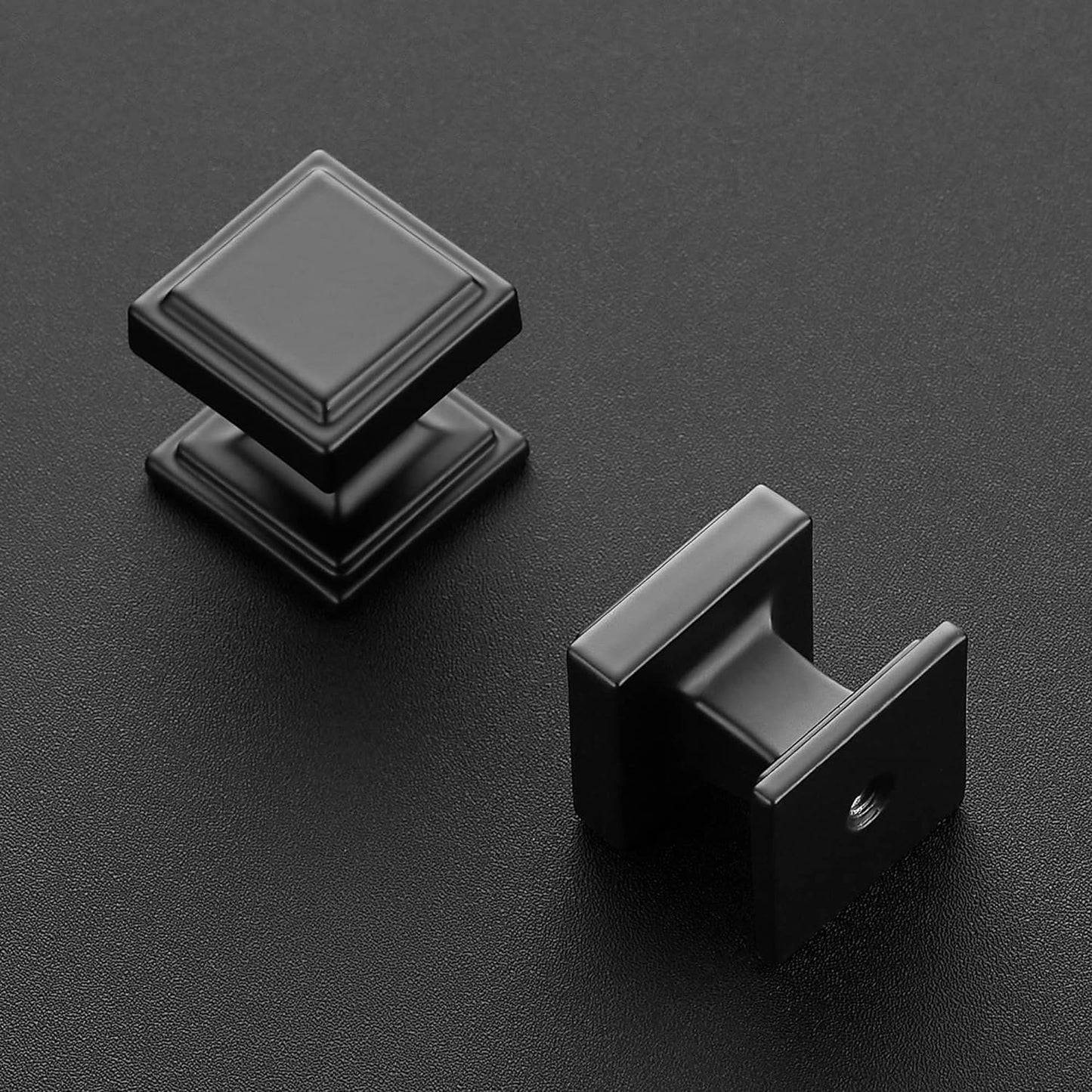 30 Pack Matte Black Square Kitchen Cabinet Knobs - Modern Zinc Drawer Pulls & Handles
