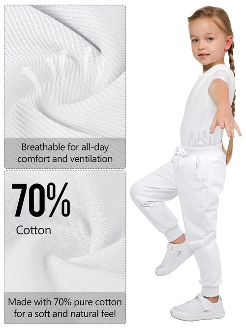 Resinta 4 Pack Girls' and Toddler Sweatpants Kids Active Jogger Pants Girls Casual Pull On Pants with Drawstring Pockets