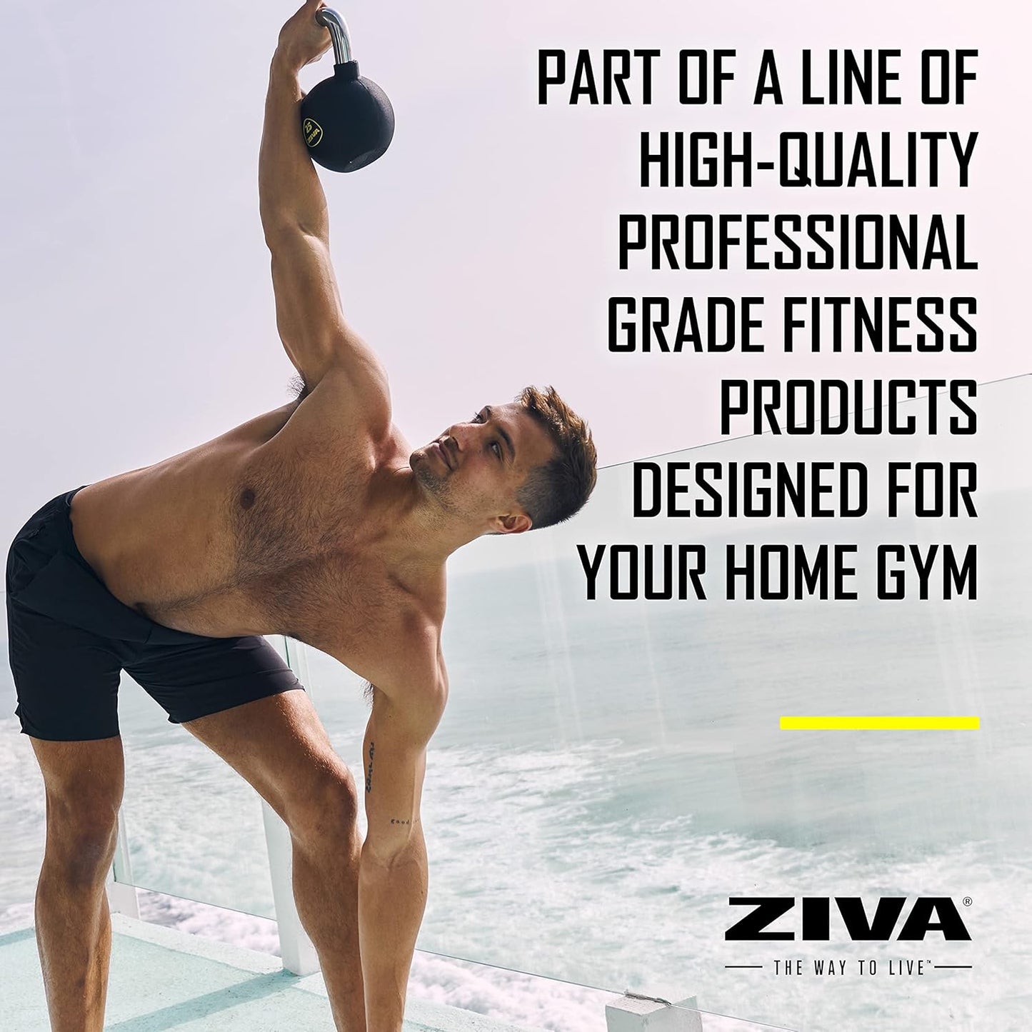ZIVA Premium Kettlebell - Commercial Grade Rubber Coated Free Weights for Home Gym | 5-50 lbs Options
