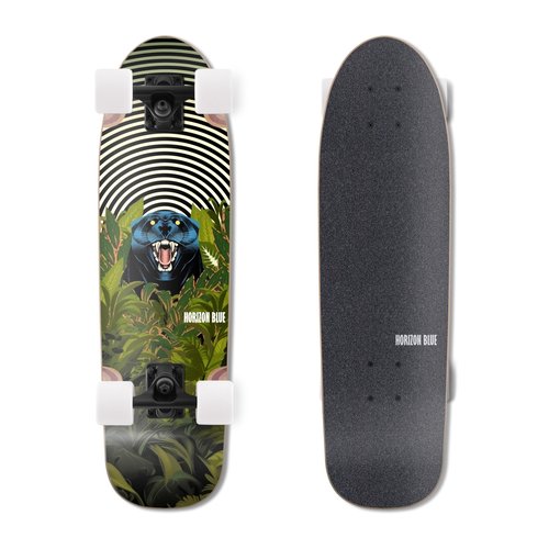 HORIZON BLUE Dinghy Classic Cruiser Skateboard Complete - 28.5" Lightweight Commuter/Soft 63mm Wheels & Maple Deck(Blue Panther)