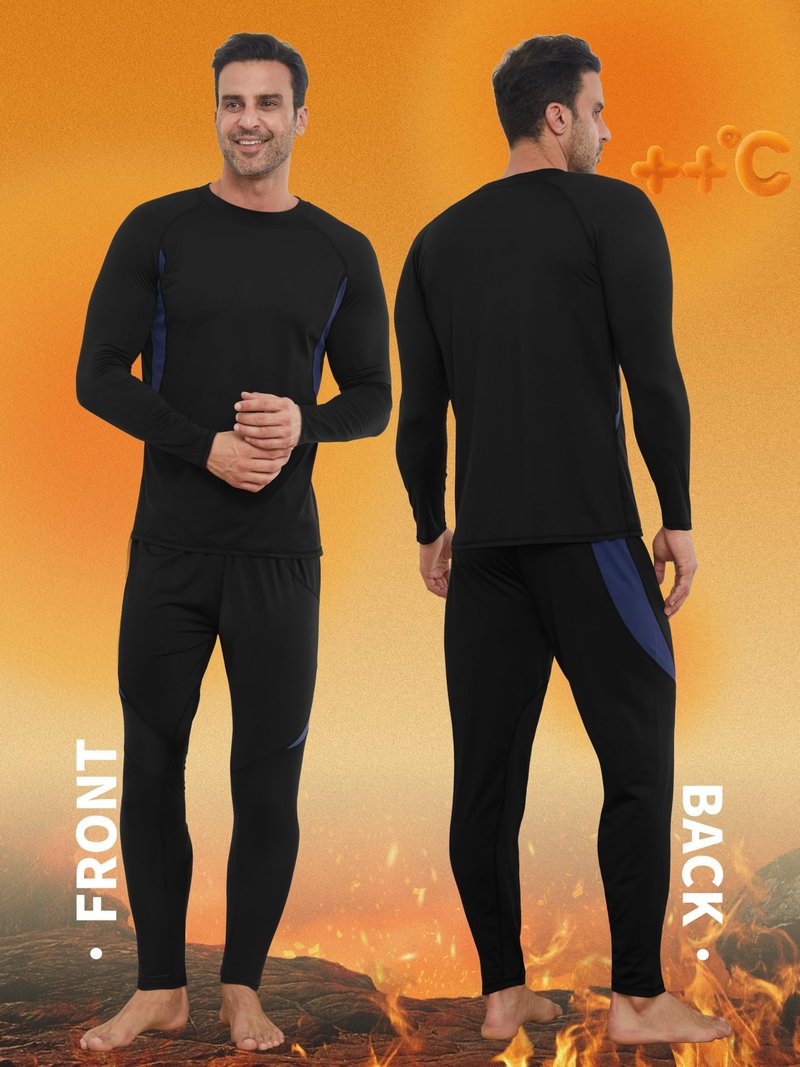 VZV 3 Pack Thermal Underwear for Men Fleece Lined Long Johns for Men Thermal Underwear Base Layer Top and Bottom Set