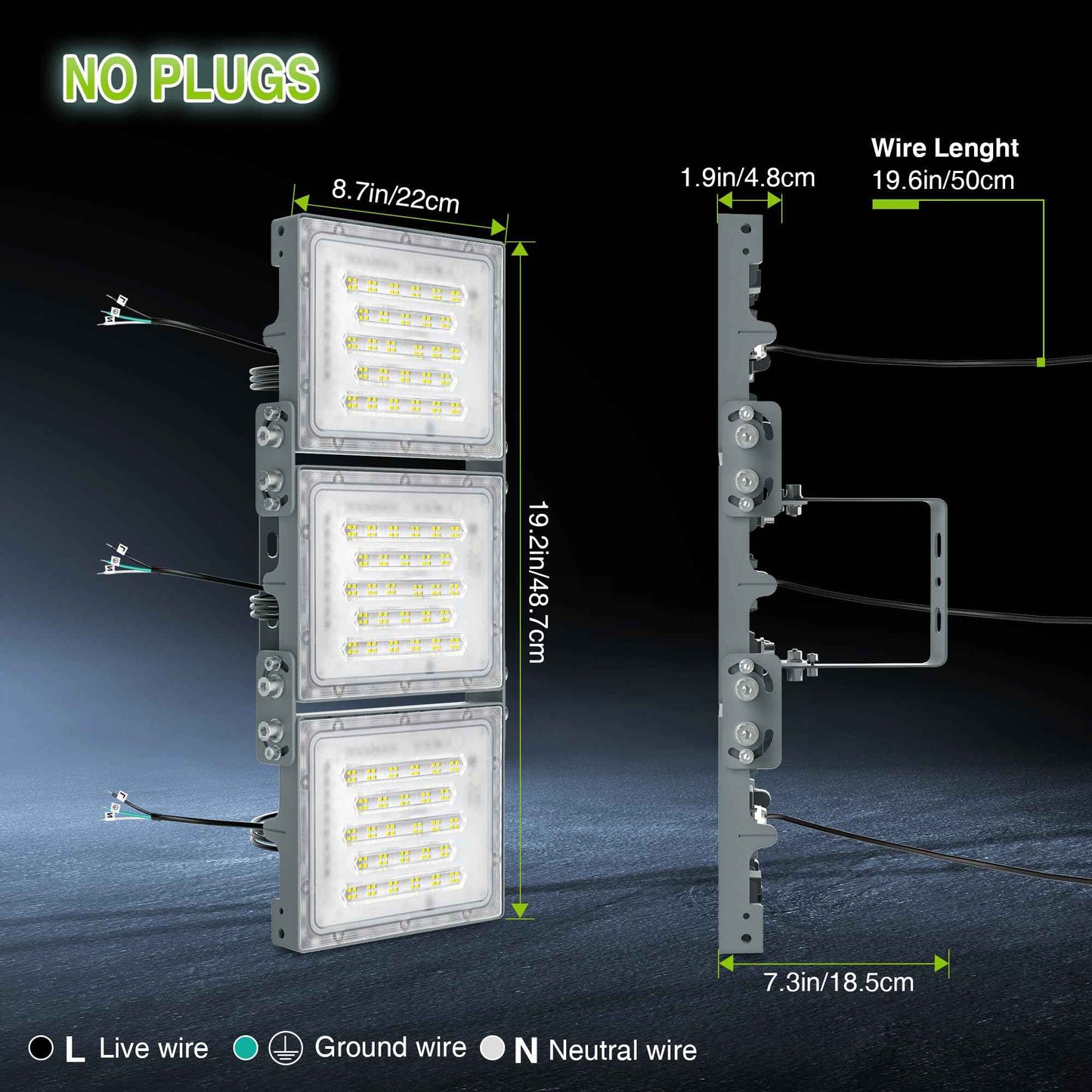 STASUN 300W LED Flood Light, Mini Series Outdoor Floodlight, 30000LM 6000K Daylight White, IP66 Waterproof, 3 Adjustable Heads, Exterior Flood Lights for Backyard, Driveway, Garage, Patio, Barn