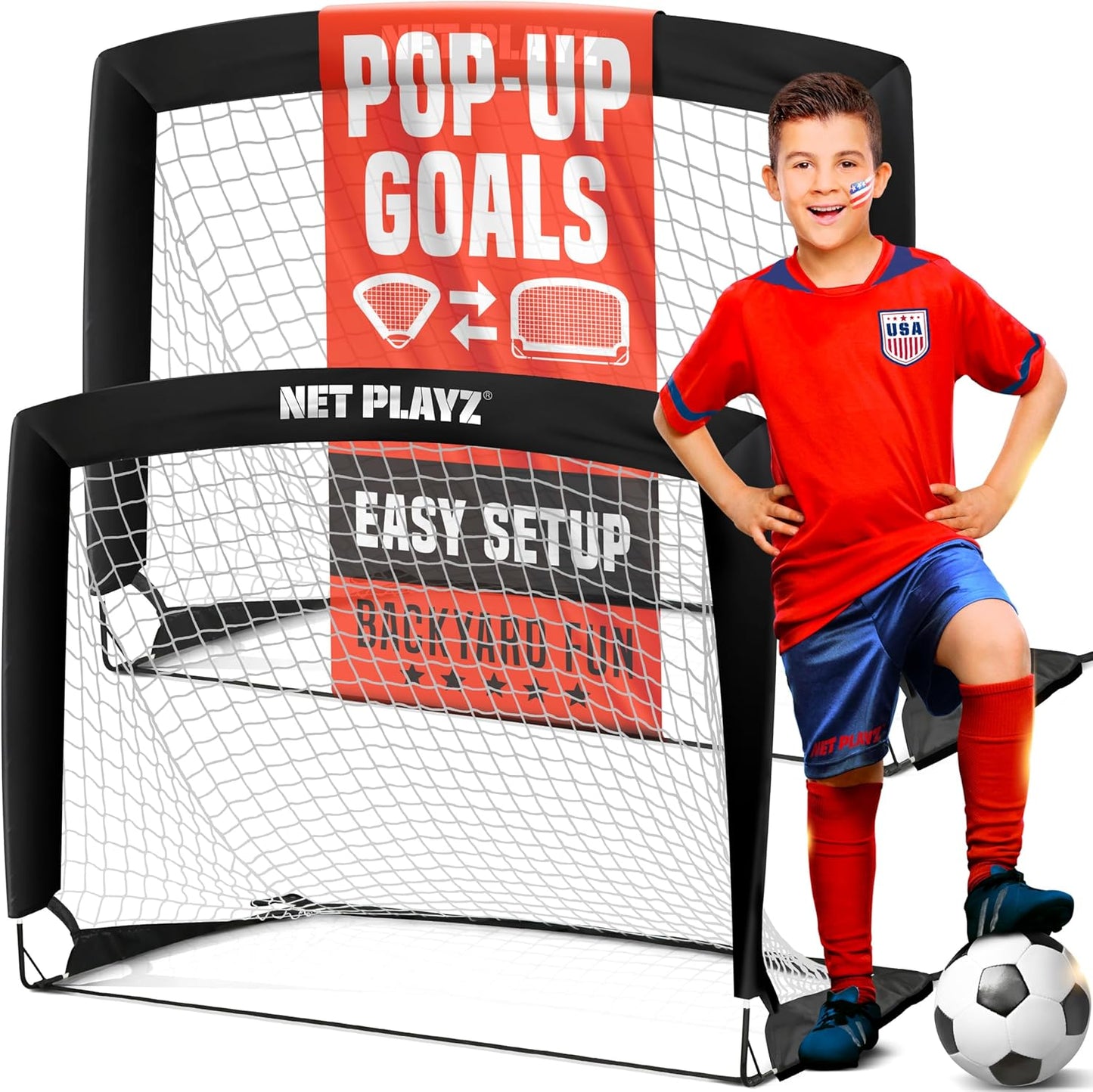 NET Playz Portable Training Soccer Goal - Easy Fold-Up Design, 4ft x 3ft Size for Kids