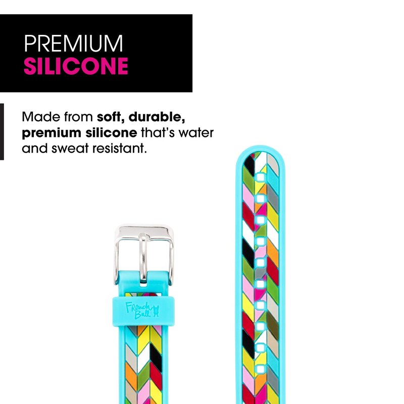 WITHit French Bull Silicone Replacement Band for Fitbit Alta/Alta HR, Blue Ziggy – Secure, Adjustable Stainless-Steel Buckle Closure, Fitbit Watch Band Replacement, Sweat-Resistant, Fits Most Wrists