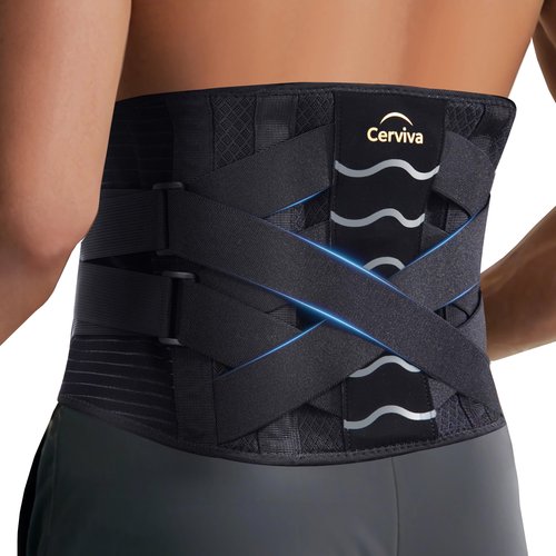 Cerviva Back Brace Support Belt-Lumbar for Back Pain, Sciatica, Scoliosis, Herniated Disc Adjustable Support Straps-Lower Back Brace with Removable Lumbar Pad for Men & Women, Lumbar Support Belts for work (Medium)