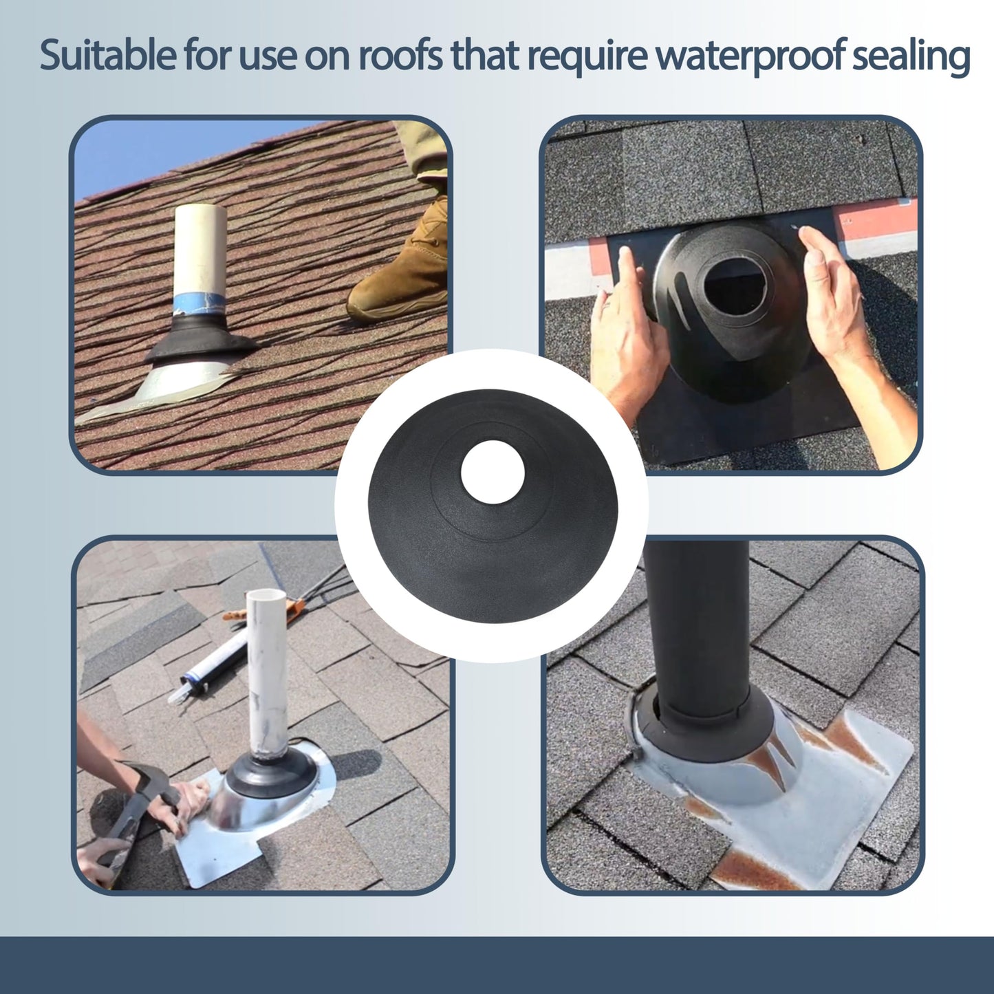 14136 Rain Collar 1.5"-3" No-Calk Roof Flashing for Roof Vent Boot (Pack of 2)