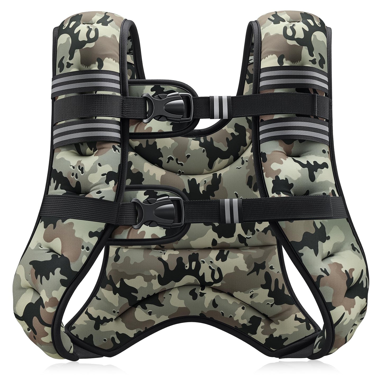 ZELUS Weighted Vest, 6lb/8lb/12lb/16lb/20lb/25lb/30lb Weight Vest for Men Women with Storage Pocket & Reflective Strips for Workout Strength Training Running Muscle Building, Desert Camo (20 lb)