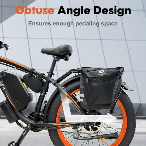 Dakeya Bicycle Rear Frame Bag, Electric Bike Trunk Bag, Large Capacity Bicycle Bag with Reflective Strip, for Shopping, Commuting, and Travel (Black)