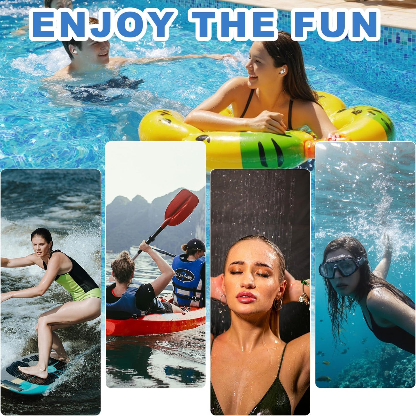 Ear Plugs for Swimming, 3 Pairs Swim EarPlugs, Waterproof Reusable Swim Ear Plugs for Adults, Keep Water Out and Ear Protection, Perfect for Showering, Pool, Diving, and Other Water Sports.