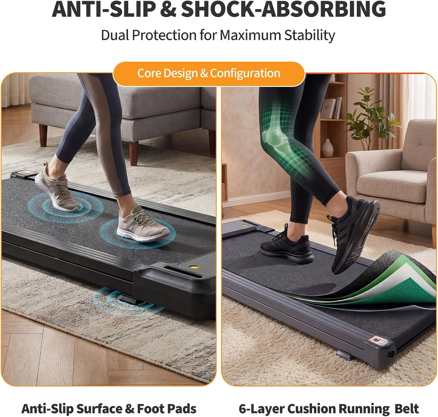 NEWBULIG Under Desk Treadmill - Portable Electric Walking Pad with Remote Control | Quiet Home Fitness Machine
