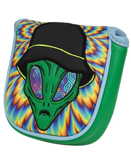 Big Teeth Golf Mallet Putter Cover, Golf Club Cover with Strong Magnetic Closure, PU Leather Waterproof Golf Square Mallet Putter Cover Alien Pattern, Gradient Effect
