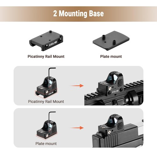 ESSLNB 2MOA Red Dot Sight, Reflex Sight, Red Dot Scope with Shake Awake and 12 Brightness Adjustment for 20mm/22mm Picatinny Rail Mount