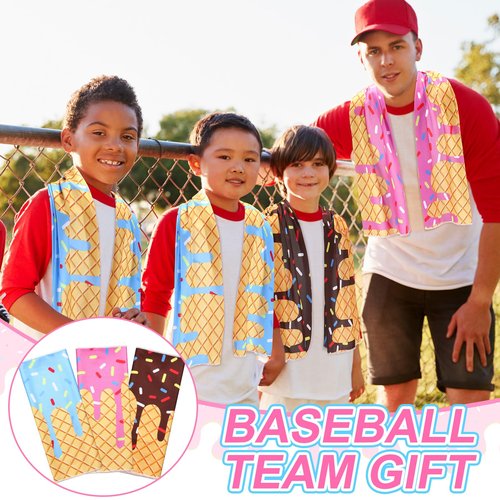 Breling 18 Pcs Ice Cream Drip Baseball Cooling Towel 40 x 12 Inch Ice Cream Cooling Towel Breathable Chilly Sport Rags Absorbent Chilly Washcloth for Sport Party Favors Team Gift