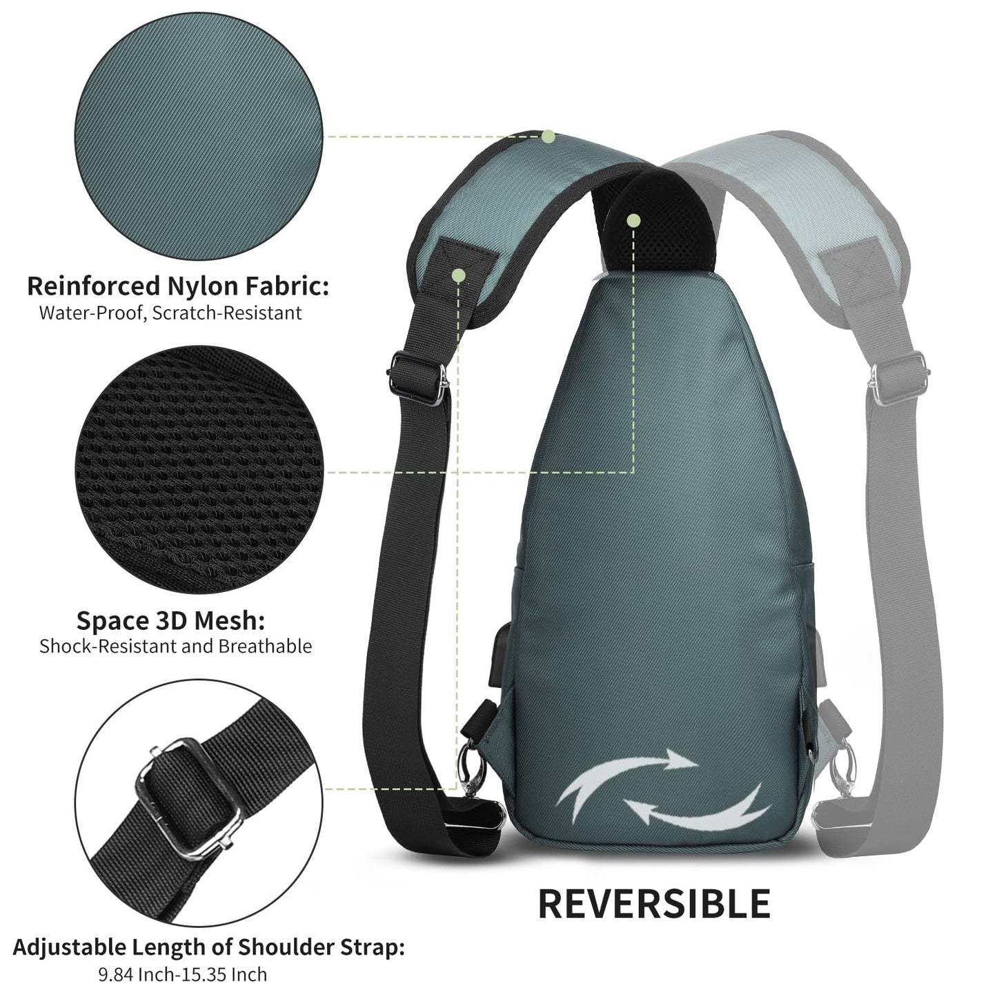 AMJ Crossbody Hiking Casual Sling Bag For Men Women Travel Camping Chest Backpack Daypack