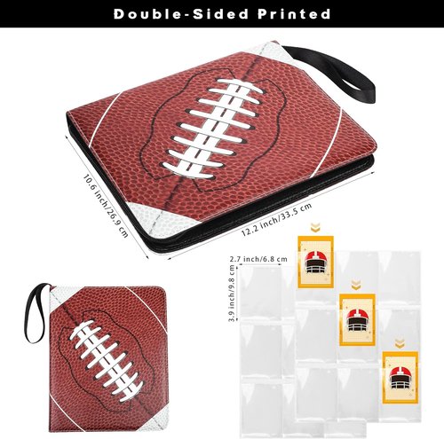 Elcoho Football Card Binder - 900 Pockets Trading Card Holder with Sleeves & 3 D-Ring Album