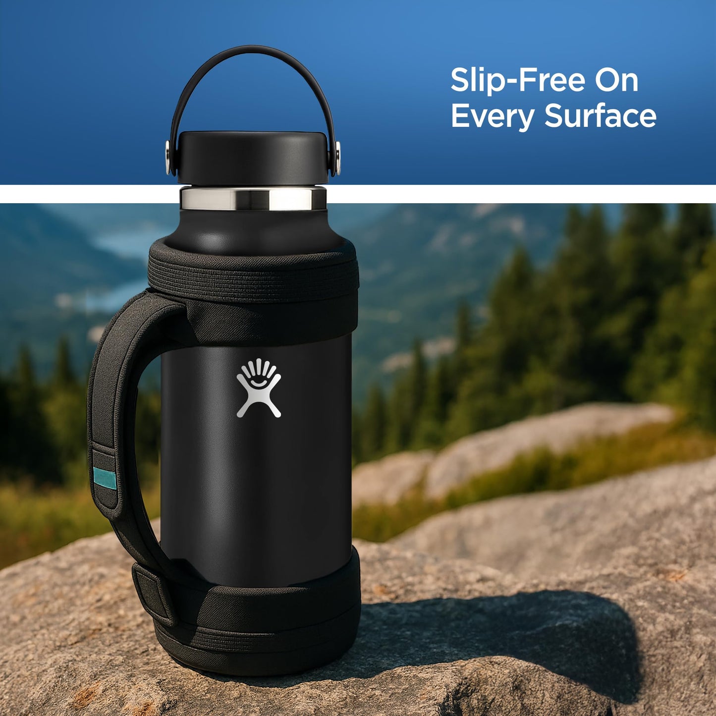 ENCASED Hand Strap Boot Designed for Hydro Flask 32 and 40 Oz Wide Cap Water Bottles, Protective Bottle Holder with Adjustable Neoprene Carrying Handle (Black)