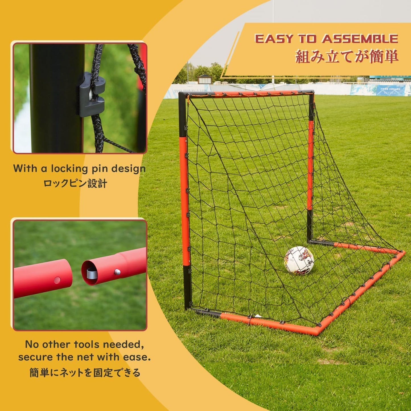 Soccer Goal 6'x4'|3'x2.5'|8'x6'-KAIHAOWIN Steel Frame Goal All Weather Soccer Net-Quick Assembly Training Sports Soccer Goals for Backyard Indoor Outdoor-Heavy Duty Metal Soccer Goals (6'x4')