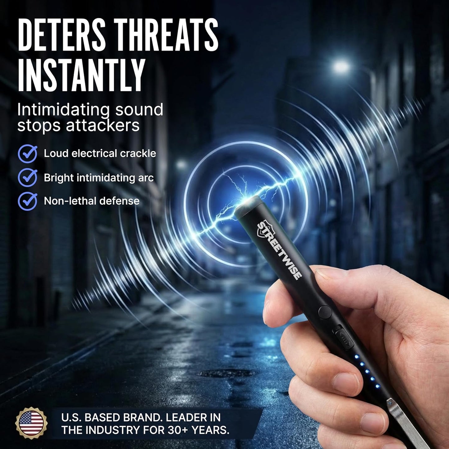 Streetwise Pain Pen Stun Gun - 25,000,000 Volts Tactical Self-Defense Tool | USB Rechargeable, Compact Design