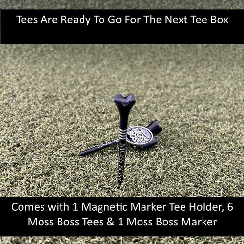 Keyfit Tools Moss Boss Golf Divot Ball Mark Repair Tool 4 in 1 Tool Uses 2 Tees & A Ball Marker As A Repair Tool ~Save Space in Your Pocket ~No Need to Carry a Divot Tool ~Club Holder