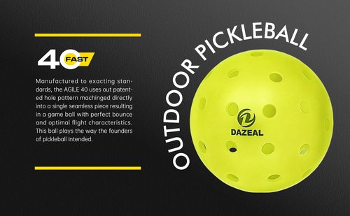 DAZEAL 40-Hole USAPA Pickleballs – Durable Outdoor Balls for Clubs & Beginners, Precision Drilled Holes & Seamless Design for Consistent Performance 12-Pack Value Set