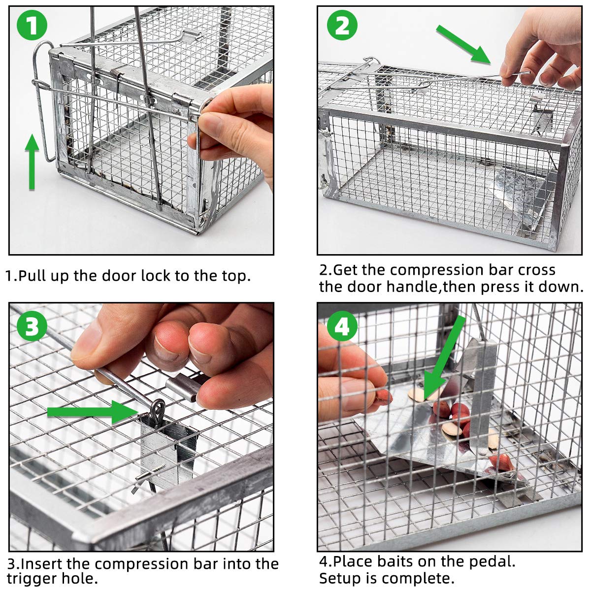 Kensizer Humane Rat Trap, Chipmunk Rodent Trap that Work for Indoor and Outdoor Small Animal - Mouse Voles Hamsters Live Cage Catch and Release 1-Pack Small 10.5" L x 5.5" W x 4.5" H