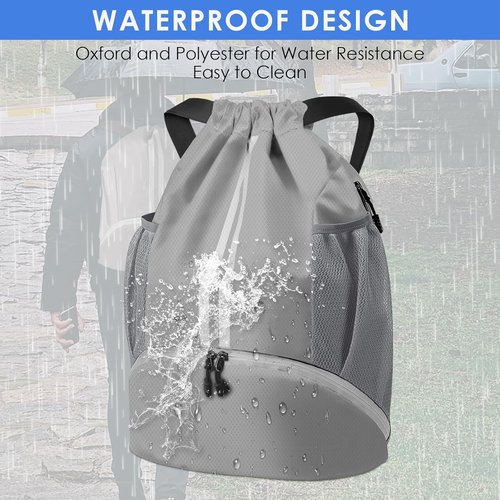 BROTOU Soccer Bag - Versatile Football & Volleyball Backpack with Ball and Shoe Compartment | Durable Drawstring Design